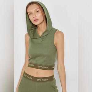 Ivy PARK Sleeveless Hooded Ribbed Crossback Crop